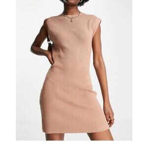 Abercrombie & Fitch Dress Women's Small Tan Knit Mini Sleeveless Bodycon Sweater